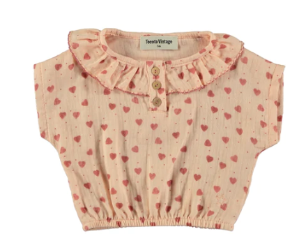 TOCOTO VINTAGE SS HEART BLOUSE (2-14Y)