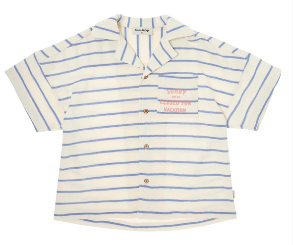 TOCOTO VINTAGE STRIPED SHIRT W/POCKET(2-6Y)