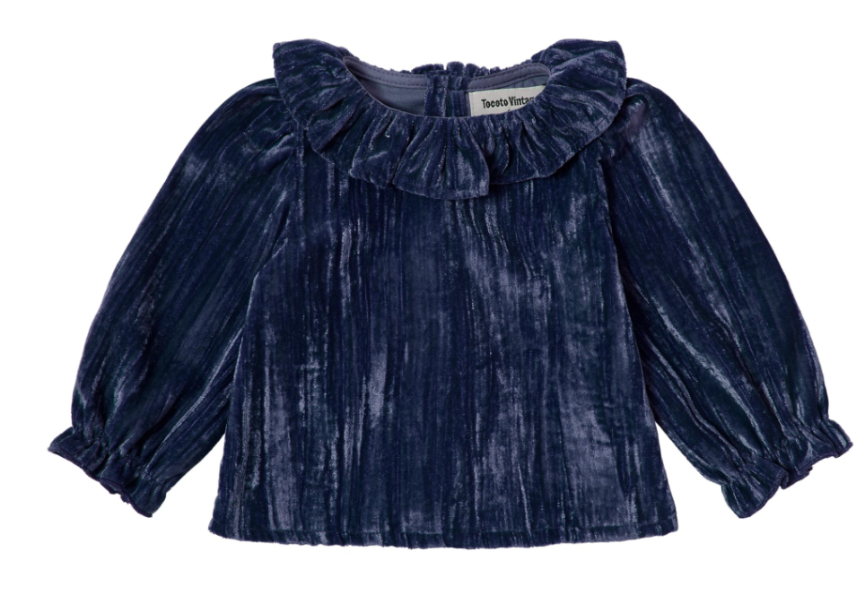 TOCOTO VINTAGE VELVET BABY BLOUSE (6M-2Y)