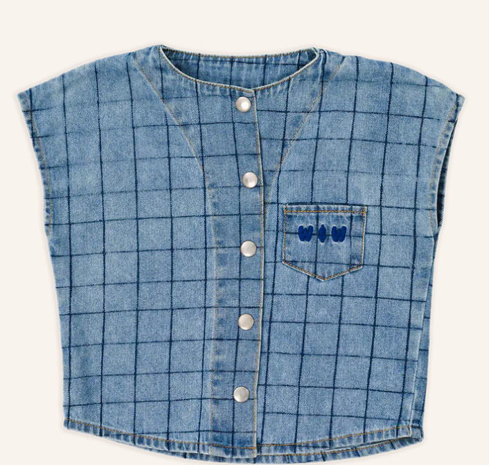 WANDER & WONDER DENIM PLAID TOP(1-6Y)