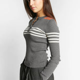 INDEE WATER FITTED ROUND NECK TOP W/BUTTONS(XXS-XL)