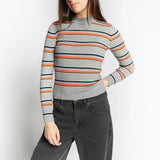 INDEE WIMBLEDON FITTED HIGH NECK STRIPED TOP(10-XL)