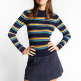 INDEE WIMBLEDON FITTED HIGH NECK STRIPED TOP(10-XL)
