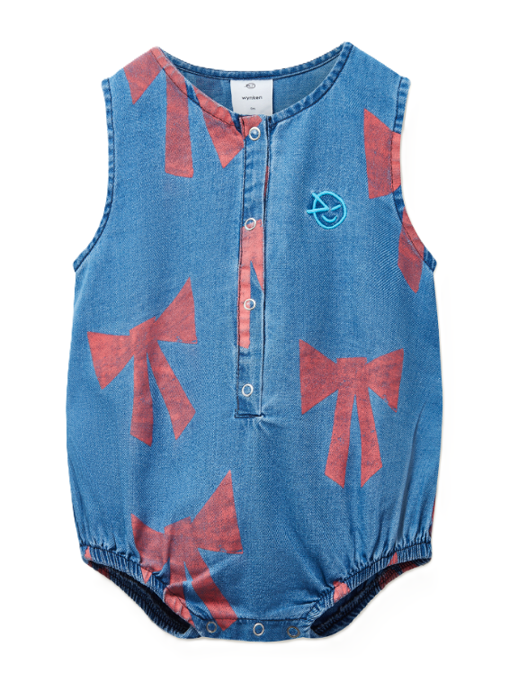 WYNKEN MINI BOW TWILL ROMPER (6M-24M)