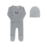 AURORA EMBROIDERED BEAR FOOTIE W/BEANIE (3M-6M)