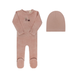 AURORA EMBROIDERED BEAR FOOTIE W/BEANIE (3M-6M)
