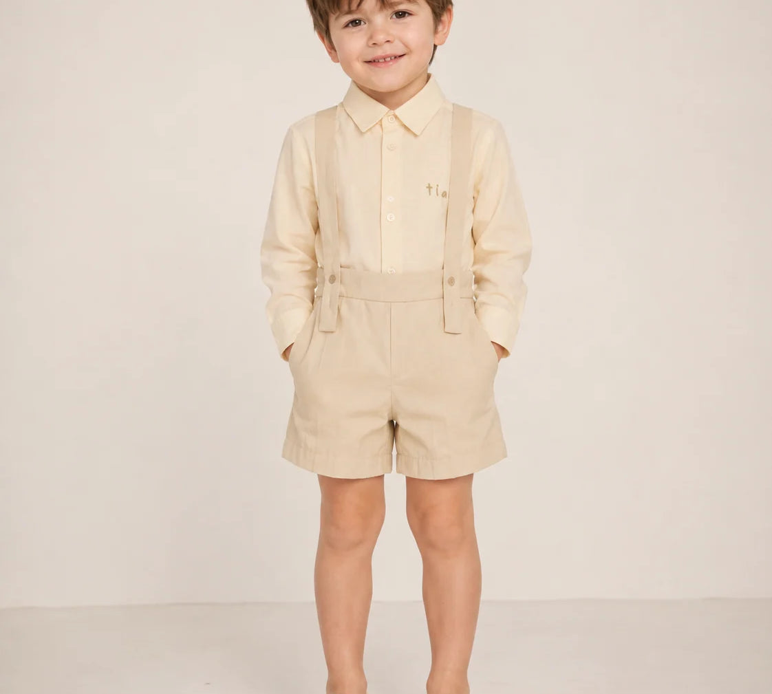 TIA CIBANI ARCHIE TUFTED SUSPENDER SHORTS (2-6Y)