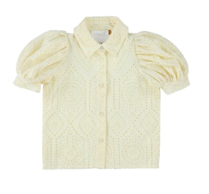 CAROLINE BOSMANS BRODERIE CREAM PUFFED SLEEVE SHIRT (10Y-18Y)