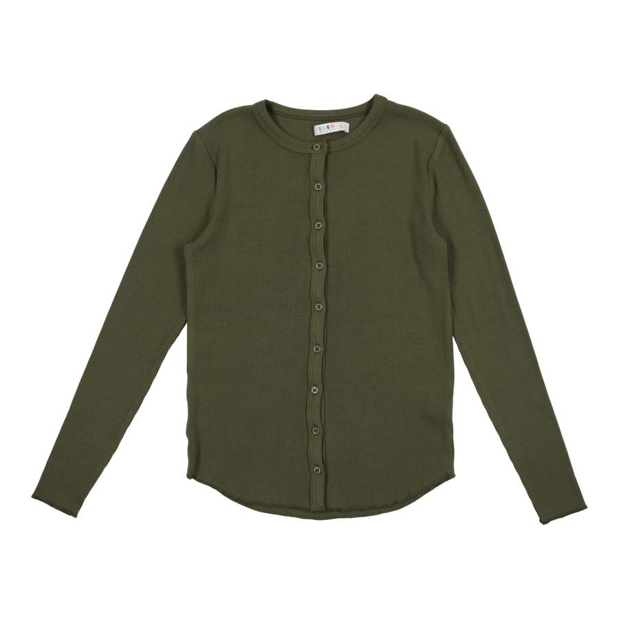 COCO BLANC RIBBED BUTTON DOWN TEE (10Y-20Y)