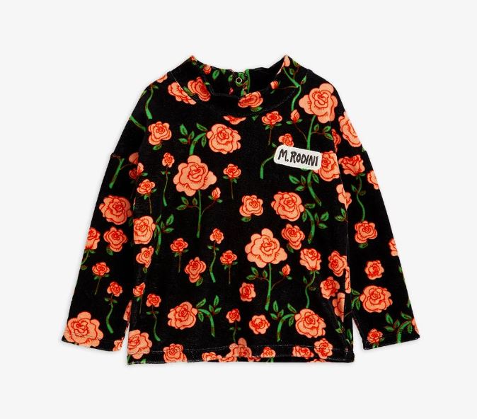 MINI RODINI ROSES VELOUR SWEATER (12M-24M)